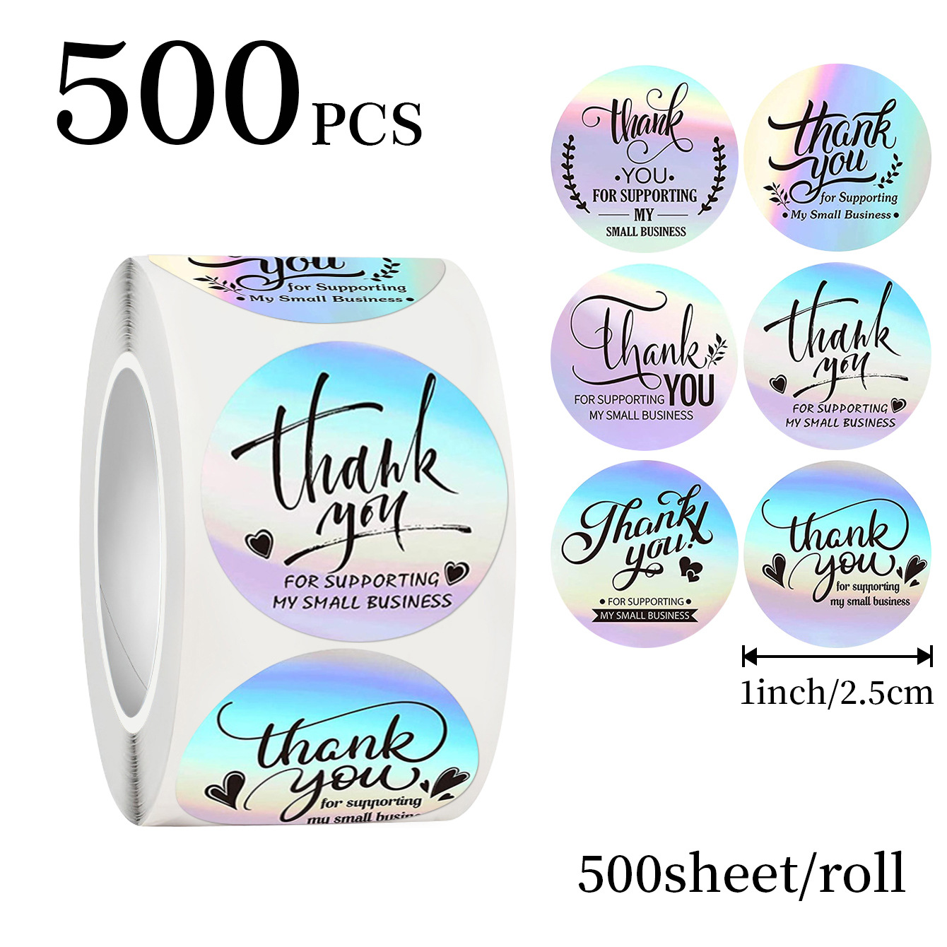 Wedding Souvenir - JCAC 500 autocollants holographiques de remerciement