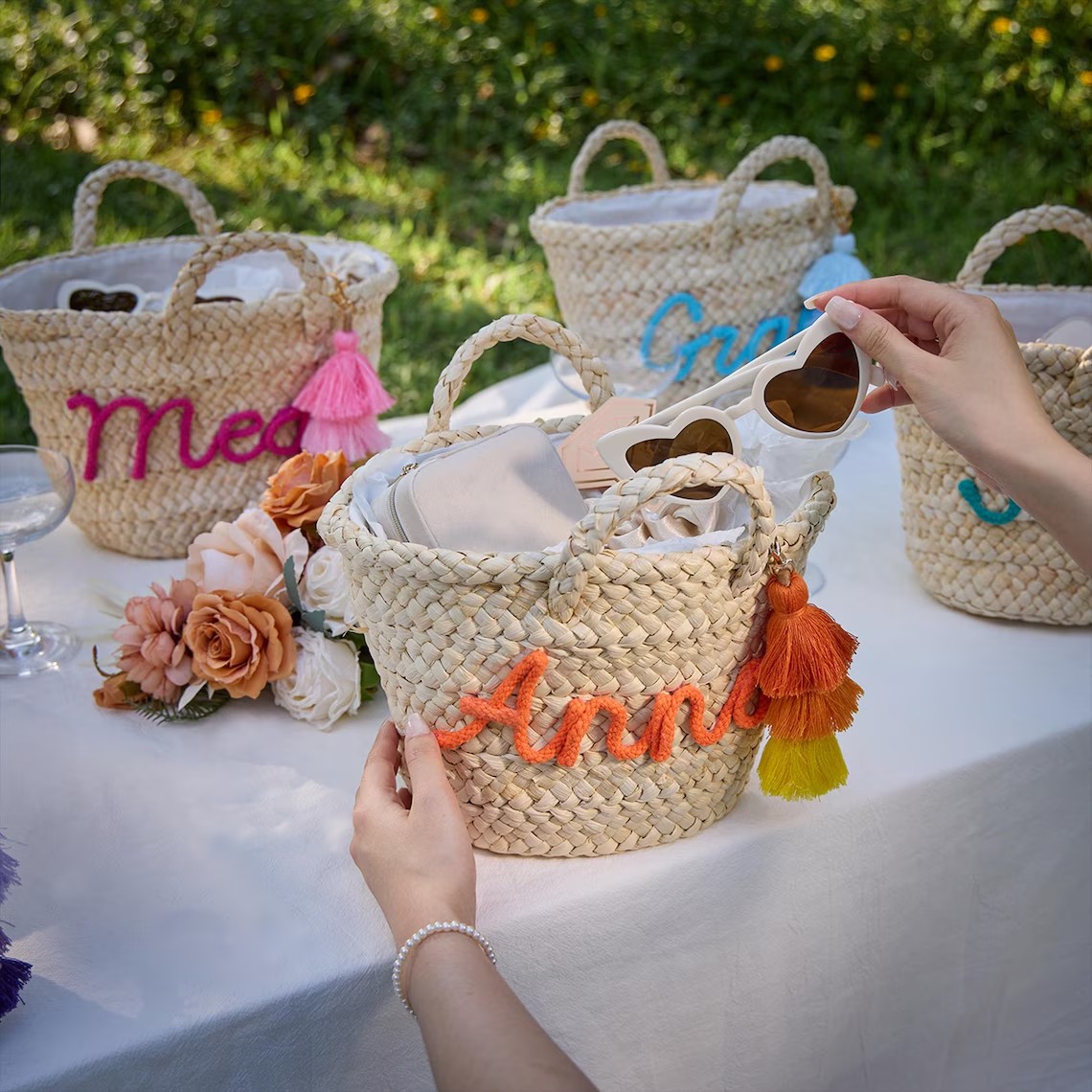 Sac de plage en paille personn - Wedding Hampers avis et prix