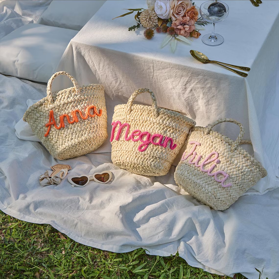 Sac de plage en paille personn - Wedding Hampers avis et prix