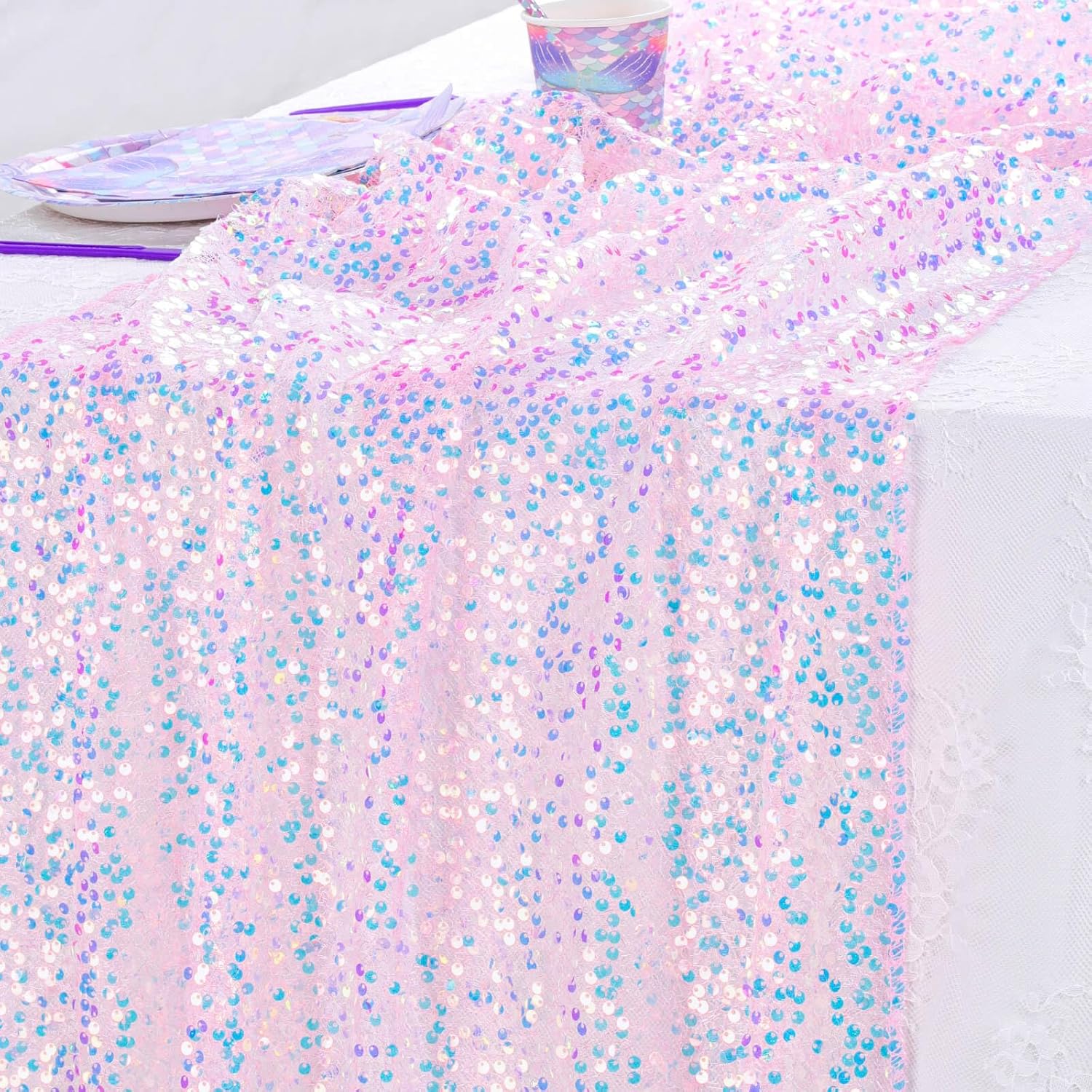 Lot de 4 chemins de table rose - Table Runner Sequin avis et prix