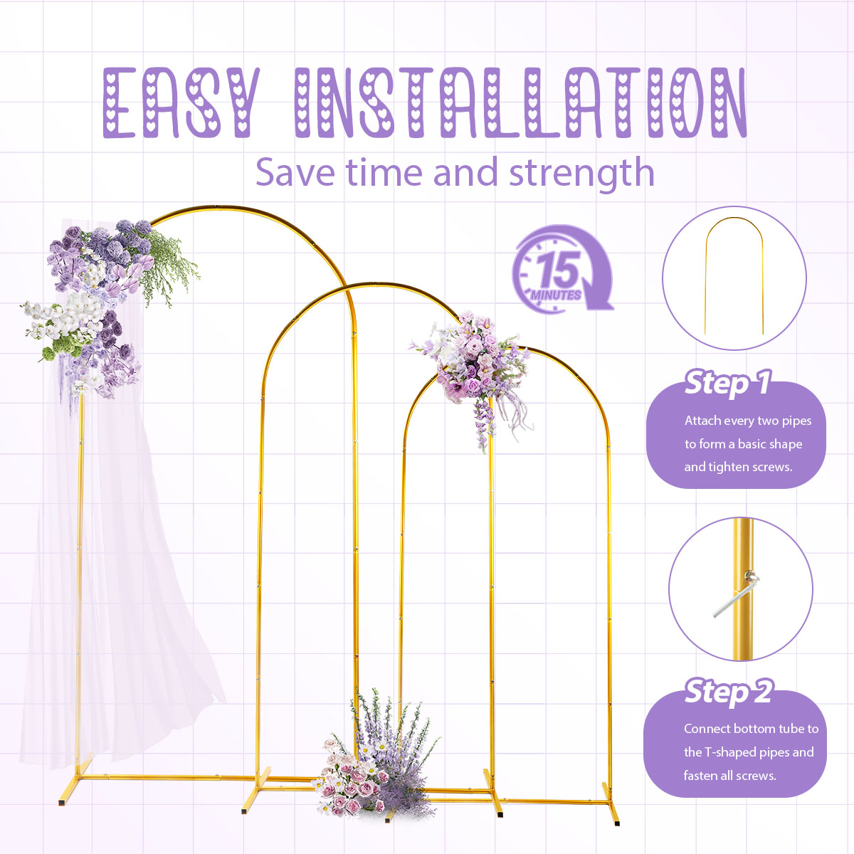 Kits d'arc en métal doré, supp - Wedding Support avis et prix